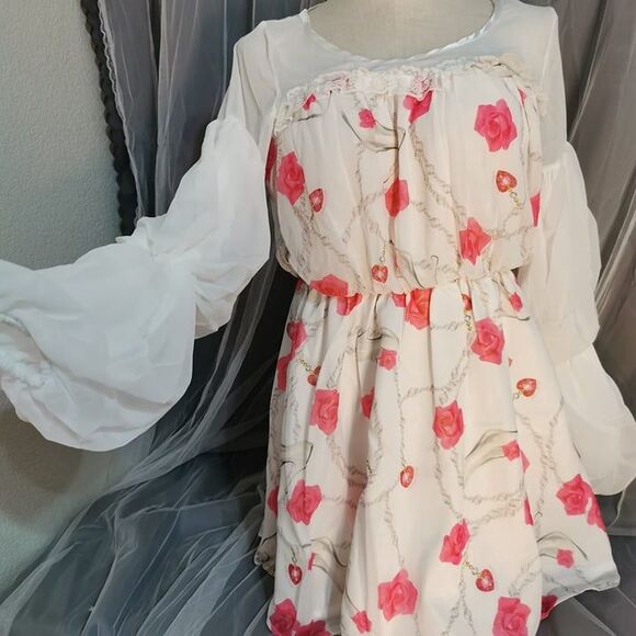 Princess Melody MA*RS Dress White Pink Rose Women's Small Party Prom Hime Gyaru - Picture 1 of 11